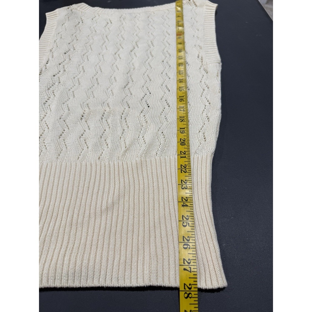 Vintage Caché Ivory Knit Sweater Vest Womens XS Academia Preppy Fisherman 00s - Picture 8 of 8